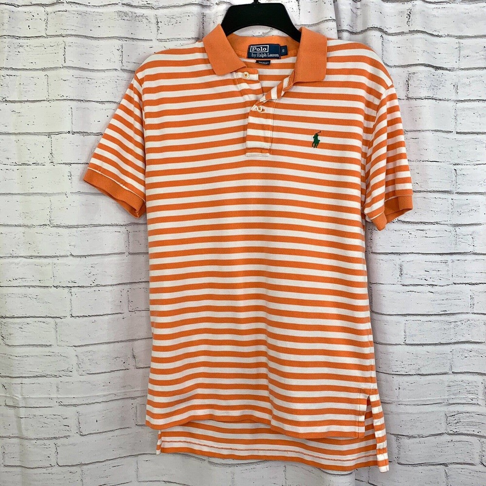Polo Ralph Lauren Orange and White Striped Polo Shirt
